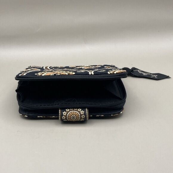 Vera Bradley Caffe Latte Wallet Brown Paisley Zip/Snap Quilted 2008 4.5'x4" - Picture 5 of 6